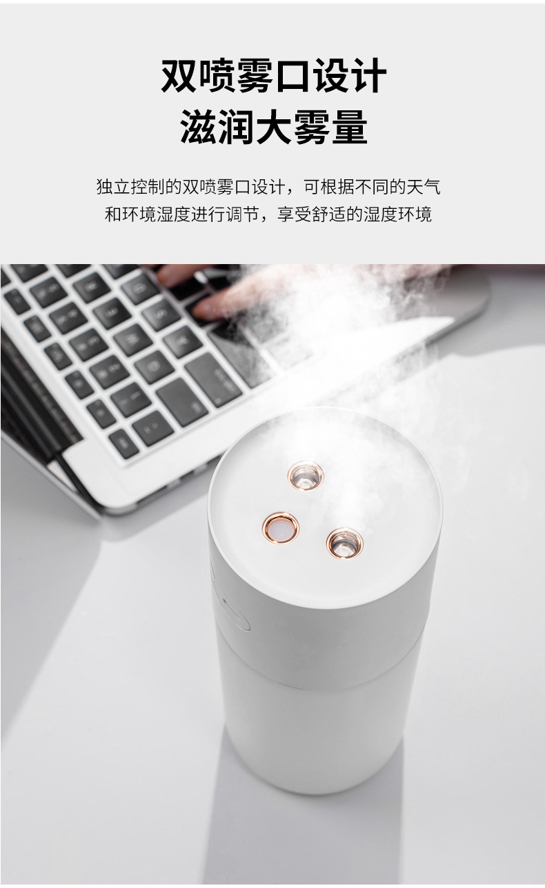 新款靜音雙噴口大霧量迷你加濕器小型室內辦公車載香薰usb加濕器
